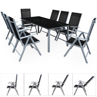 Garden Dining Set | Bern | 9-Piece (8-Seater) | Alu & Glass | Silver